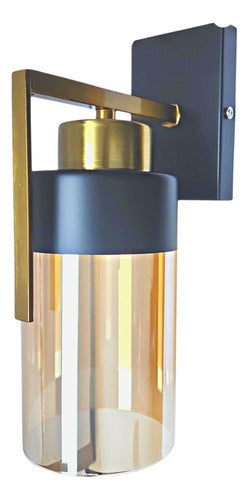 Lampara Aplique Vidrio Simple Porta E27 Ambar Circular Deco