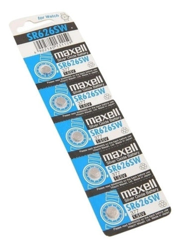 Tira 5 Pilas  Reloj 1.55v Sr626sw 377 / Maxell - Mi tienda 