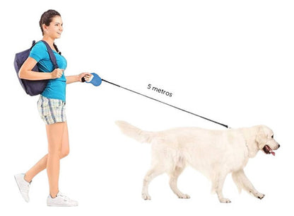 Correa Retractril Automatica Paseo Perro Mascotas 5 Metros Color Negro - Deus Group 