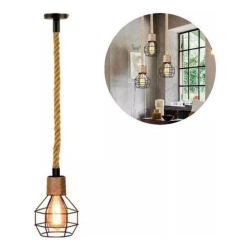 Lampara Techo Porta Ampolleta E27 Yute Sinead Konnergie Deus - Deus Group