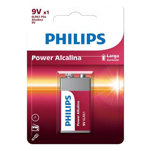 Pila Philips Alkaline 6lr61 9v Rectangular 1 Und Multiusos