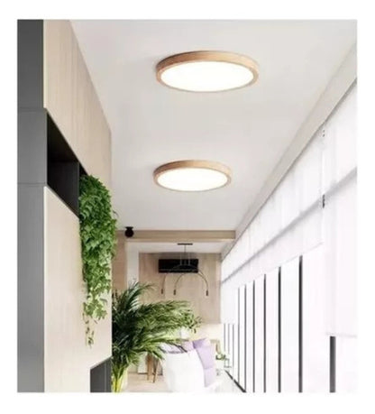 Panel Plafón Led Borde Madera Sobrepuesto  Moderno 30cm 36w - Deus Group 