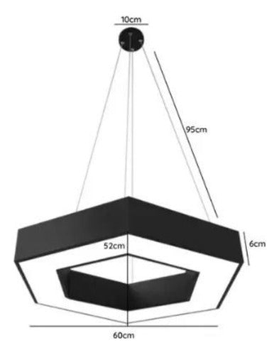 Lámpara Led Colgante Hexágono Moderna  60cm 36w Luz Fría - Deus Group 