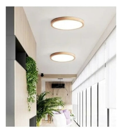 Panel Plafón Led Borde Madera Sobrepuesto  Moderno 40cm 76w - Deus Group 