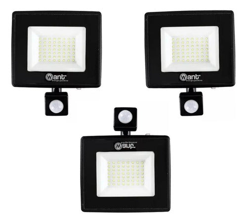 Foco Proyector Led Sensor 30w Seguridad Exterior Pack 3 Sec Luz Blanco Frío