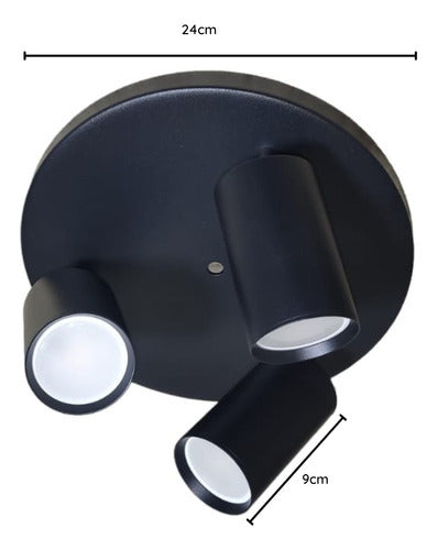 Aplique Porta Gu10 Triple Base Redonda Sobrepuesto Decorar - Deus Group 