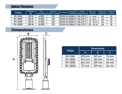 Luminaria Publica Rv Alumbrado Con Fotocelda Integrada 150w - Deus Group 