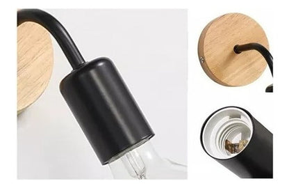 Aplique Lampara Foco Led Muro Madera E27 Decoracion Moderno - Deus Group 