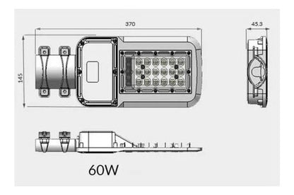 Luminaria Publica Alumbrado Ip65 Slim Led 60w Luz Fria Sec - Deus Group 