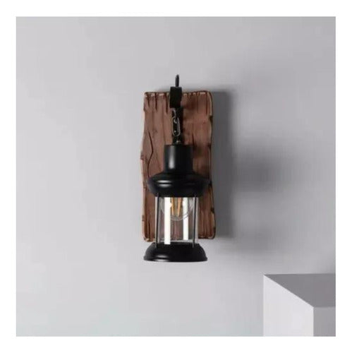 Aplique Lampara Led Madera Vidrio E27 Decoracion Vintage