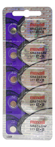 Tira 5 Pilas  Reloj 1.55v Sr626sw 377 / Maxell - Mi tienda 