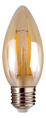 Pack 10 Ampolleta Led Vela Vintage 2w E27 2700k Ambar