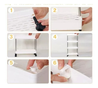 Estante Organizador Baño Cocina Con Ruedas 4 Niveles - Deus Group 