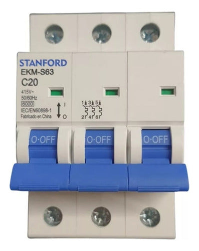 Interruptor Automático 3p 20a 6ka 415v C20 Sec - Deus Group 