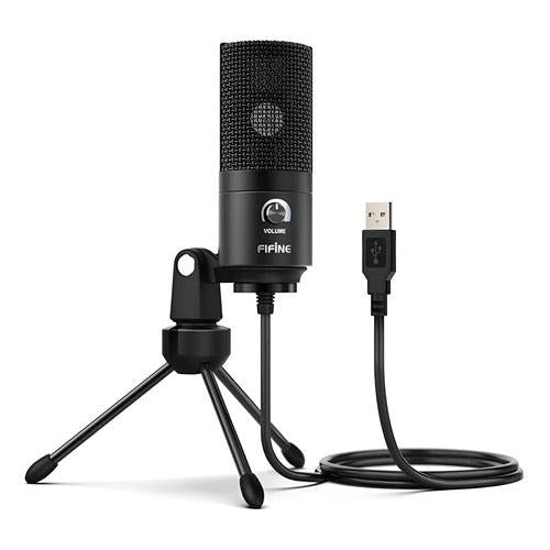 Micrófono Gamer Fifine K669B USB con Control de Volumen Audio Claro para Twitch, Discord y PS5