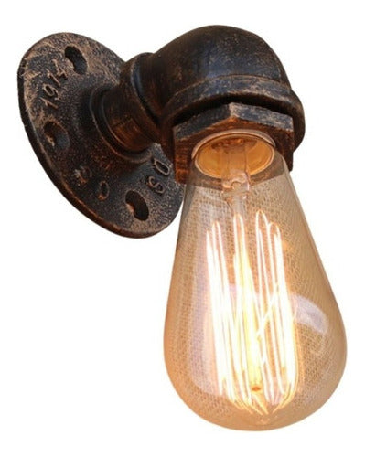 Aplique Lampara Muro Industrial Tubería Agua Tubo E27 Bronce - Deus Group 