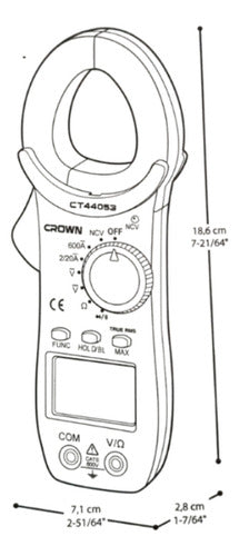 Pinza Amperimetrica Tester Multimetro Tenaza 600v Crown - Deus Group 