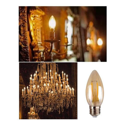 Pack 10 Ampolleta Led Vela Vintage 2w E27 2700k Ambar - Deus Group
