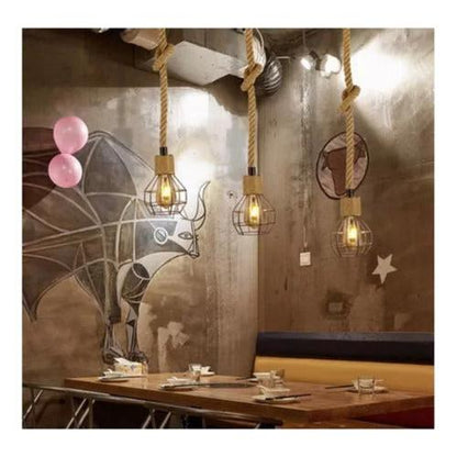 Lampara Colgante Techo Vintage Cáñamo Retro E27 - Deus Group