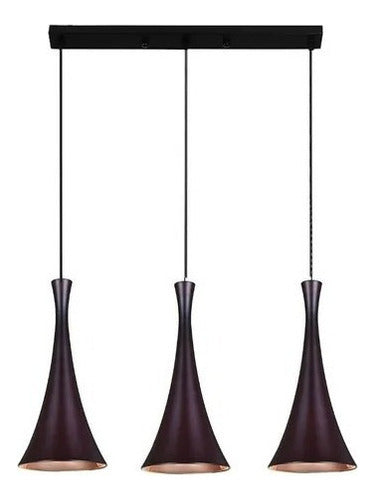 Lampara Colgante Triple Negra Moderna Metal Decorativa