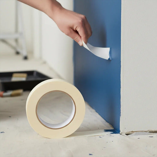 Cinta Masking 48mm X 40m De Papel Para Pintor Y Oficina Blanco