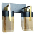 Lampara Aplique Vidrio Doble Porta E27 Ambar Decorativa - Deus Group