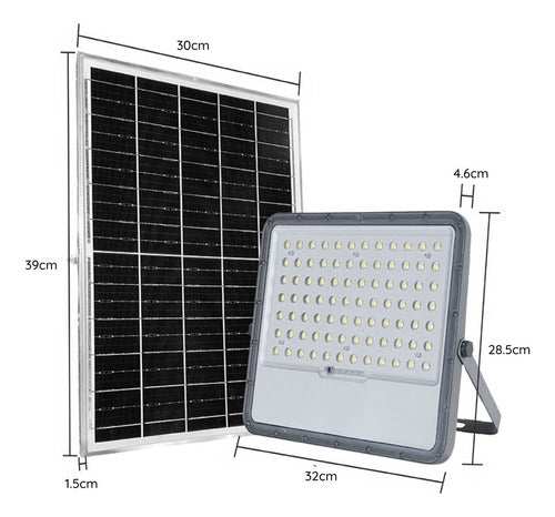 Foco Proyector Led Con Panel Solar 2100lm Luz Fria + Control