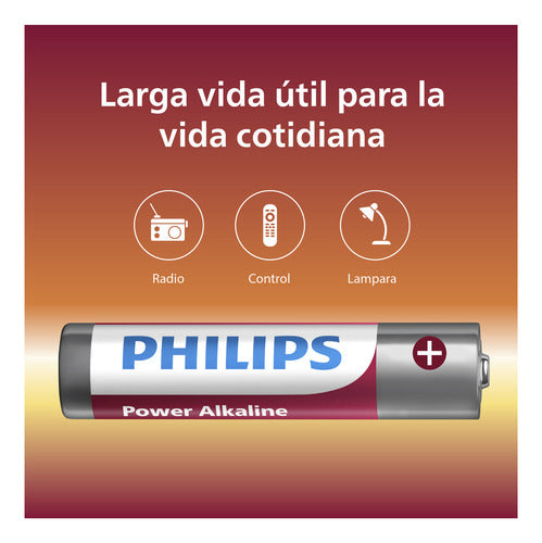 Pilas Alcalinas Aaa Philips Lr03p4b Cilíndricas 4 Unidades