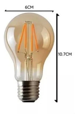 Ampolleta LED A60 Vintage Filamento 8W E27 2700K Ámbar - Mi tienda 