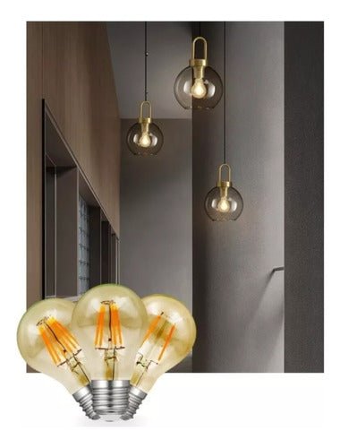 Ampolleta LED A60 Vintage Filamento 8W E27 2700K Ámbar - Mi tienda 