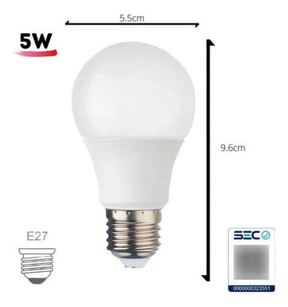 Ampolleta LED Base Rosca Normal E27 5W SEC - Mi tienda 