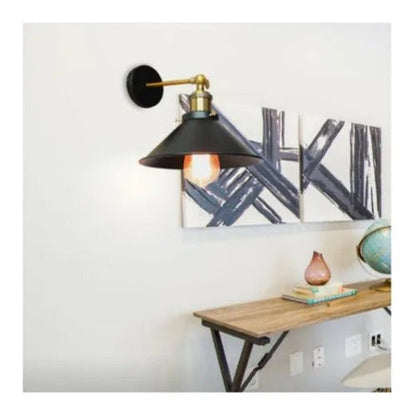 Aplique Lámpara Led Muro Bronce E27 Con Pantalla Decoracion - Mi tienda 