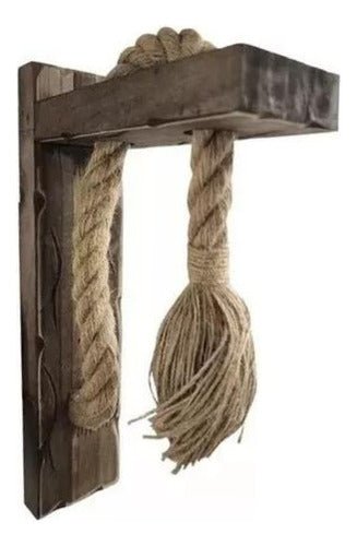 Aplique Lampara Muro Cañamo Madera Vintage Soga E27 Retro
