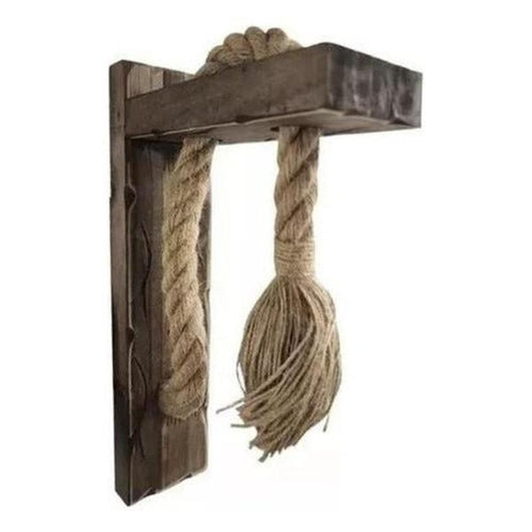 Aplique Lampara Muro Cañamo Madera Vintage Soga E27 Retro - Mi tienda