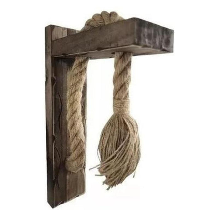 Aplique Lampara Muro Cañamo Madera Vintage Soga E27 Retro - Mi tienda