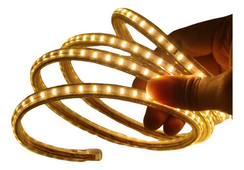 Cinta Led Blanca Impermeable 15 Metros Con Conector Al 220v
