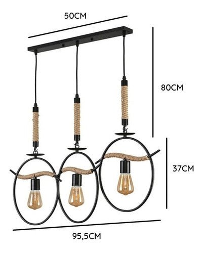 Lampara Colgante Cañamo Vintage E27 Decorativo Con Ampolleta