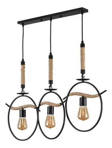 Lampara Colgante Cañamo Vintage E27 Decorativo Con Ampolleta