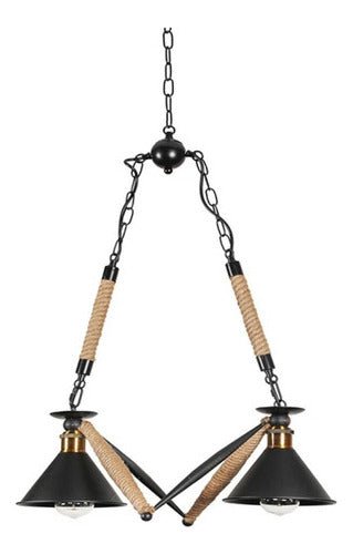 Lampara Colgante Rustica Cáñamo Vintage Doble E27