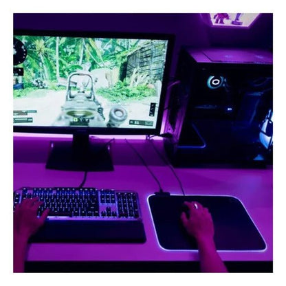 Mouse Pad Alfombrilla Antideslizante + Luz Led Rgb Gamer - Mi tienda 