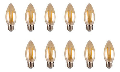 Pack 10 Ampolleta Led Vela Vintage 4w E27 2700k Ambar - Mi tienda 