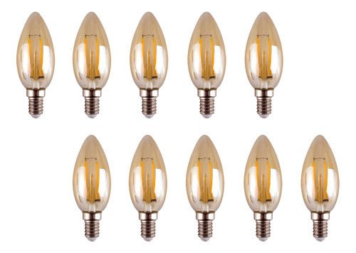 pack 10 ampolletas led vela vintage 4w e14 2700k ámbar - Mi tienda 