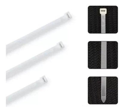 Pack 100 Amarra Cable Plástico 200x3.6mm Blanco 18kg - Mi tienda 