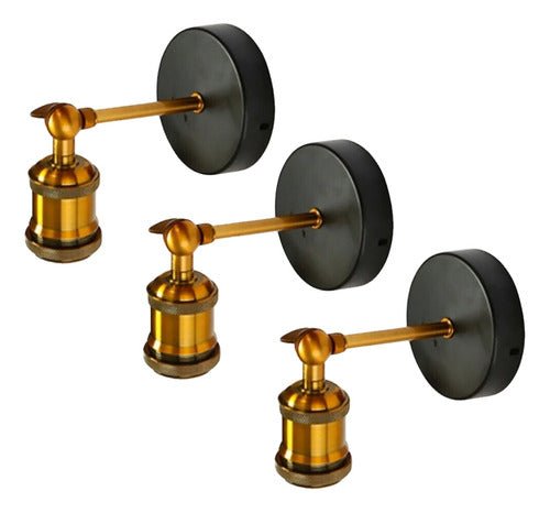 Pack 3 Aplique Bronce Porta Ampolleta E27 Maia Konnergie