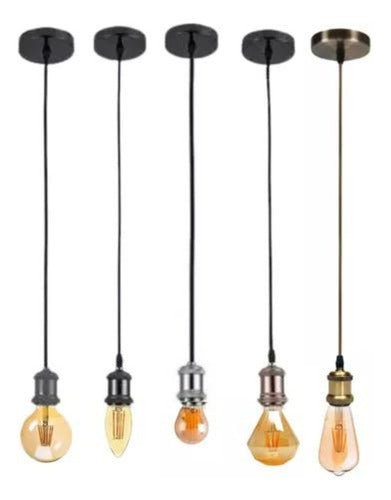 Pack X3 Soquete Colgante Deco Vintage E27 Bronce O Grafito