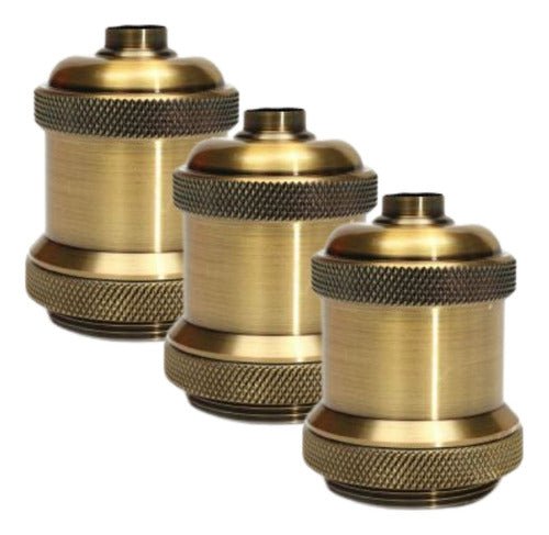 Pack X3 Soquete Colgante Deco Vintage E27 Bronce O Grafito