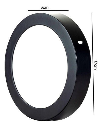 Panel Led Negro Sobrepuesto Redondo 12w 3 Años De Garantía - Mi tienda 