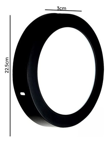 Panel Led Negro Sobrepuesto Redondo 18w 3 Años Garantía - Mi tienda 