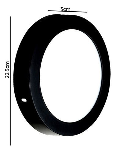 Panel Led Negro Sobrepuesto Redondo 18w 3 Años Garantía - Mi tienda 