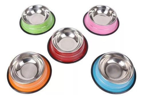 Plato Comedero Aluminio Colores Para Mascotas Medianas